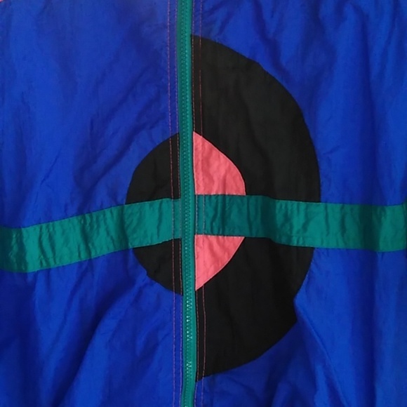 Vintage 1980's London Fog Blue Color Block Wind Breaker - Picture 2 of 7